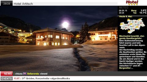 InfoChannel-Bildschirm im Hotel Artitsch